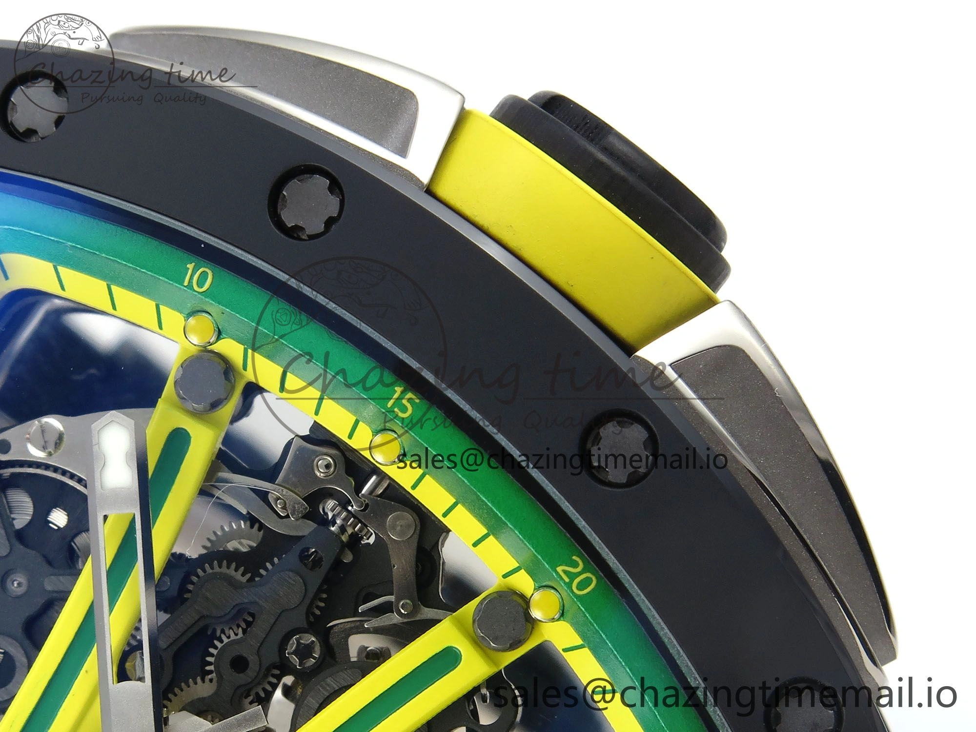 RM061 Black Ceramic ZF 1:1 Best Edition on White Rubber Strap RMUL2 Super Clone AllSeason 9188