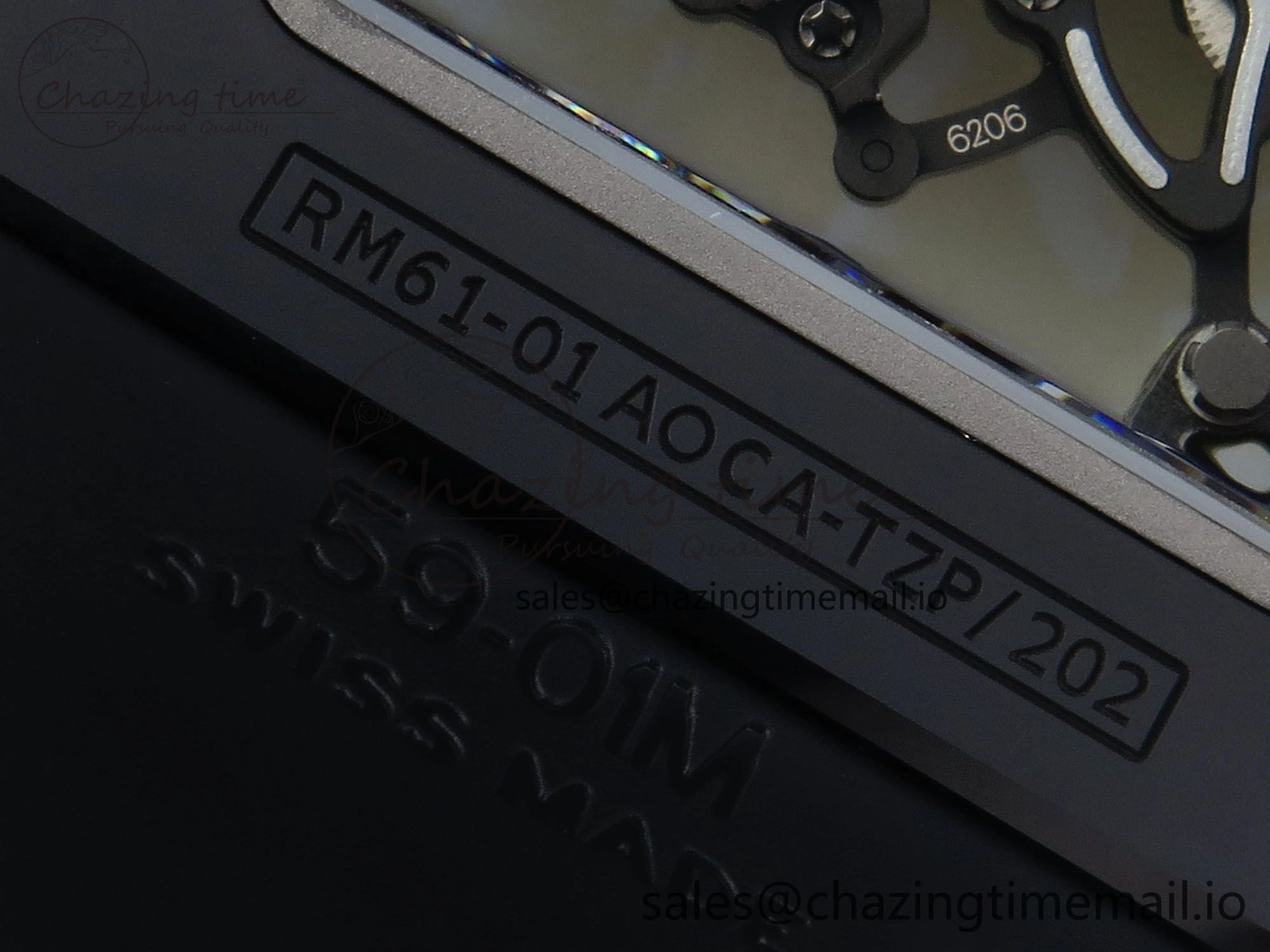 RM061 Black Ceramic ZF 1:1 Best Edition on White Rubber Strap RMUL2 Super Clone AllSeason 9188