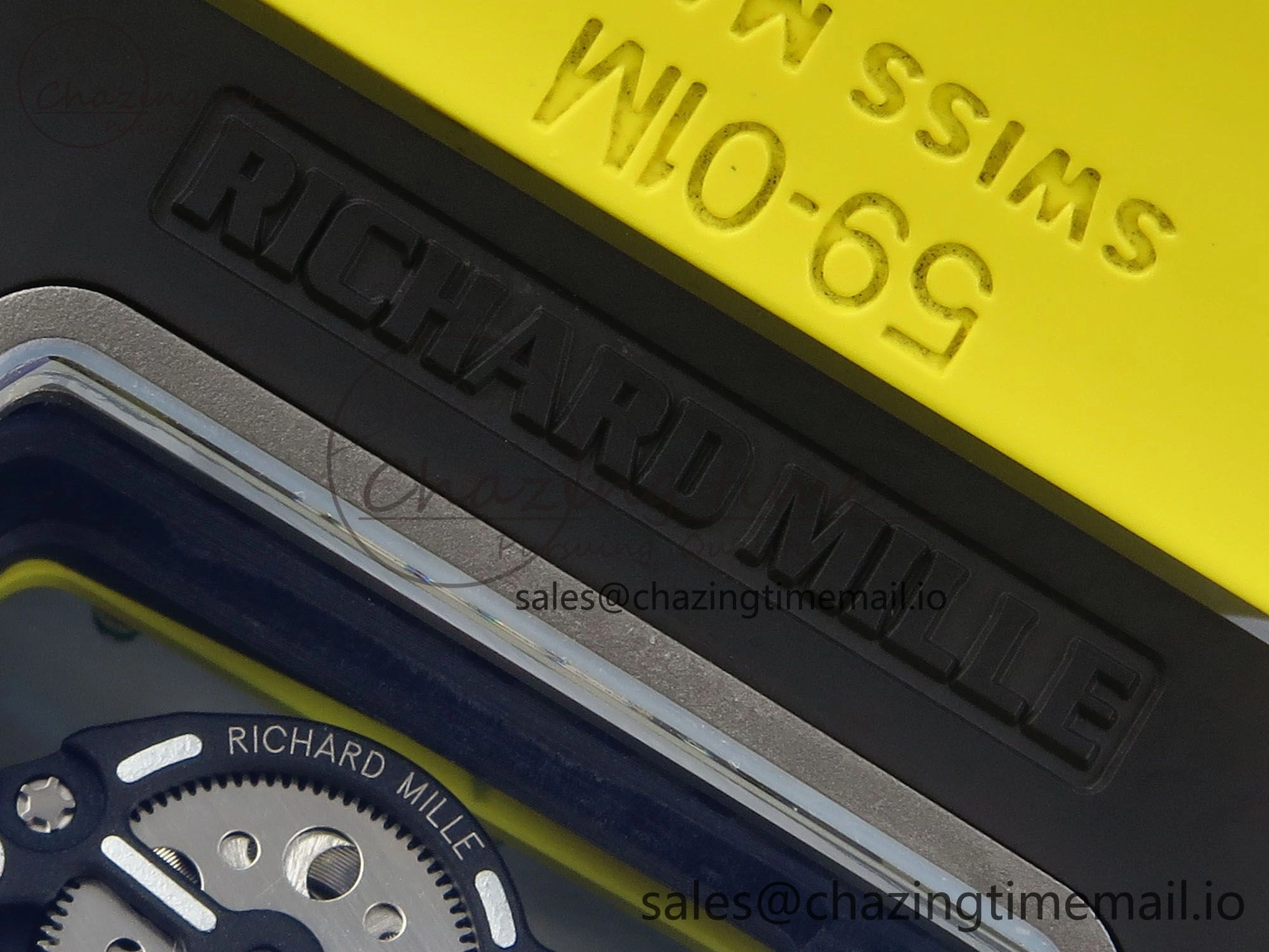 RM061 Black Ceramic ZF 1:1 Best Edition on Yellow Rubber Strap RMUL2 Super Clone Stretchable 9195