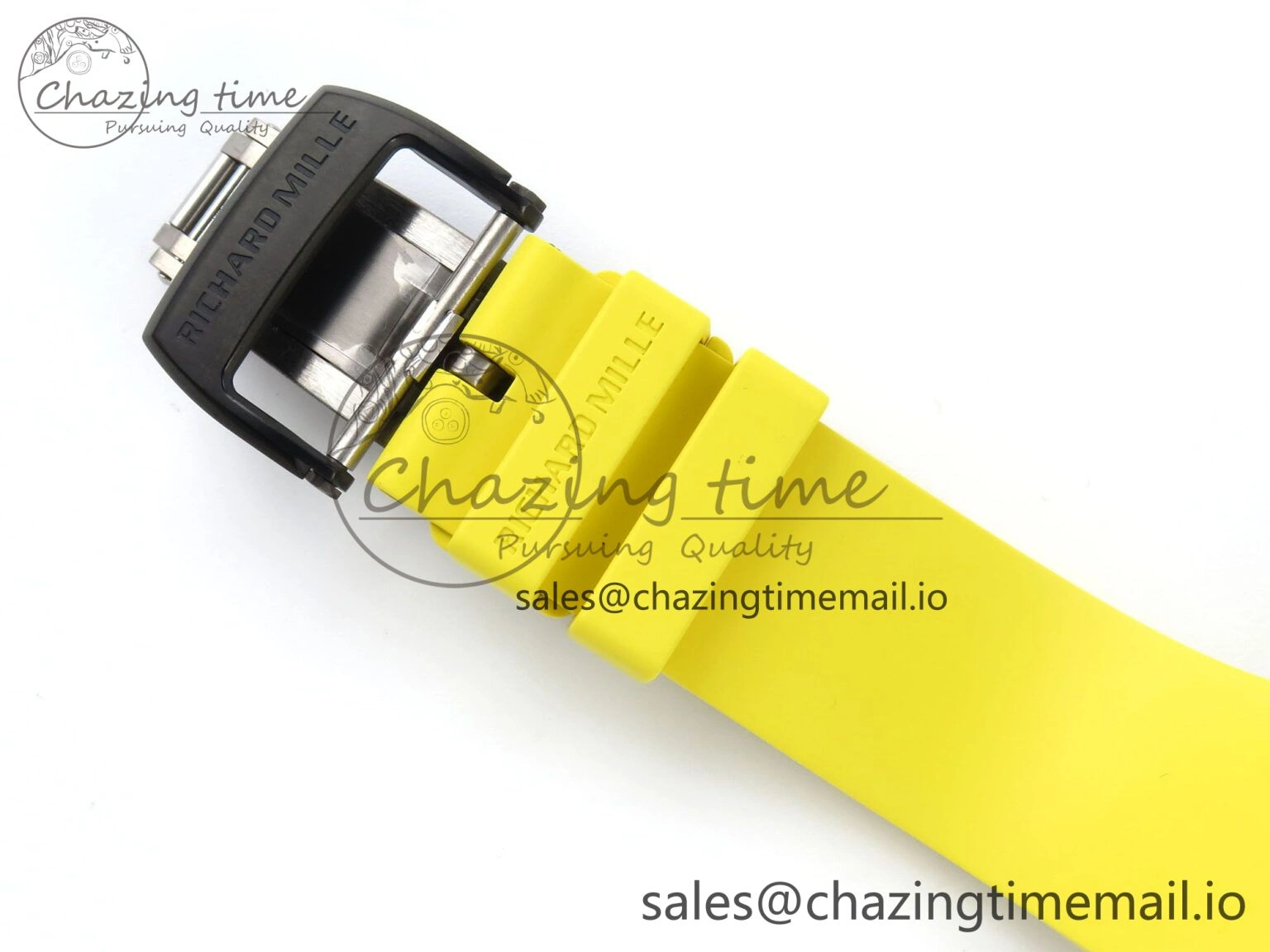 RM061 Black Ceramic ZF 1:1 Best Edition on Yellow Rubber Strap RMUL2 Super Clone Stretchable 9195