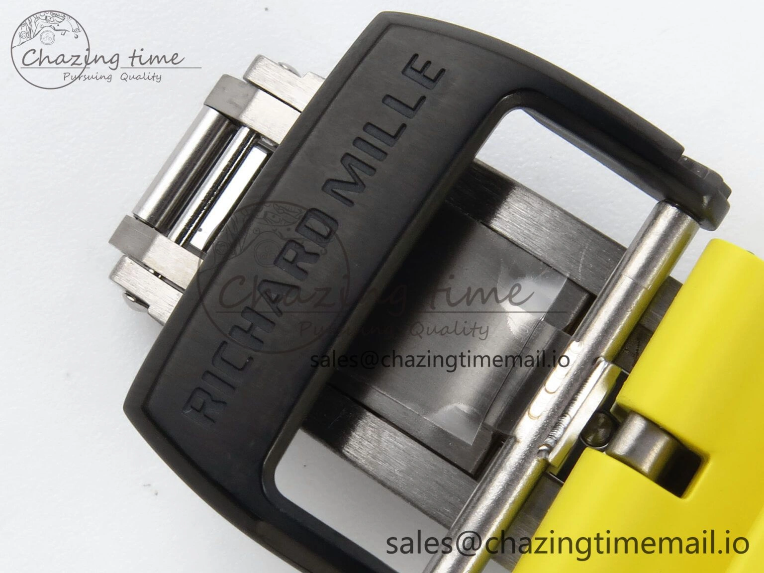 RM061 Black Ceramic ZF 1:1 Best Edition on Yellow Rubber Strap RMUL2 Super Clone Stretchable 9195