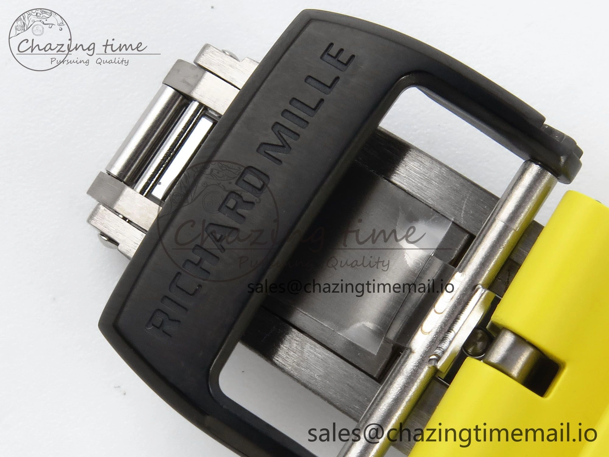 RM061 Black Ceramic ZF 1:1 Best Edition on Yellow Rubber Strap RMUL2 Super Clone Stretchable 9195