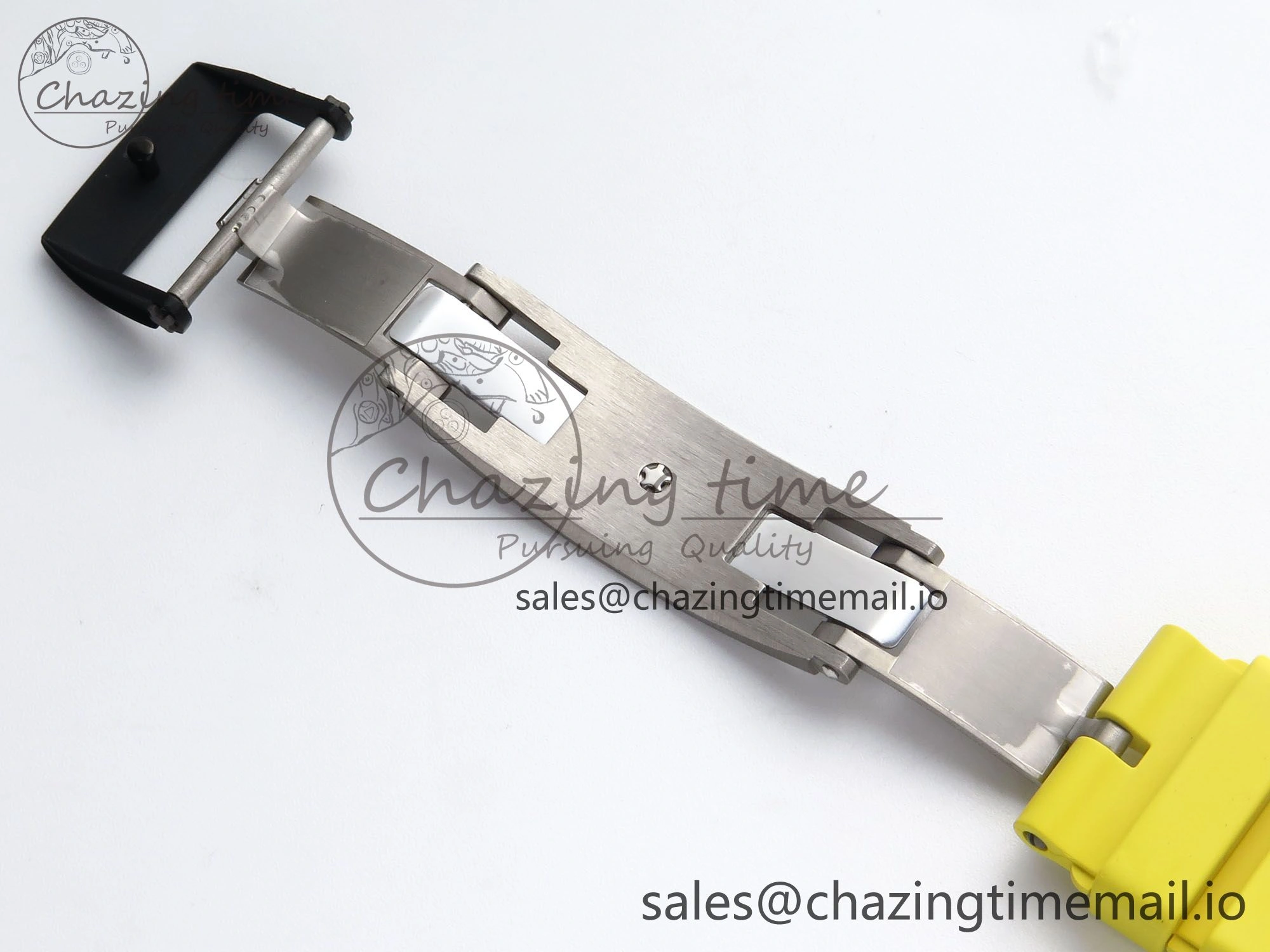 RM061 Black Ceramic ZF 1:1 Best Edition on Yellow Rubber Strap RMUL2 Super Clone Stretchable 9195