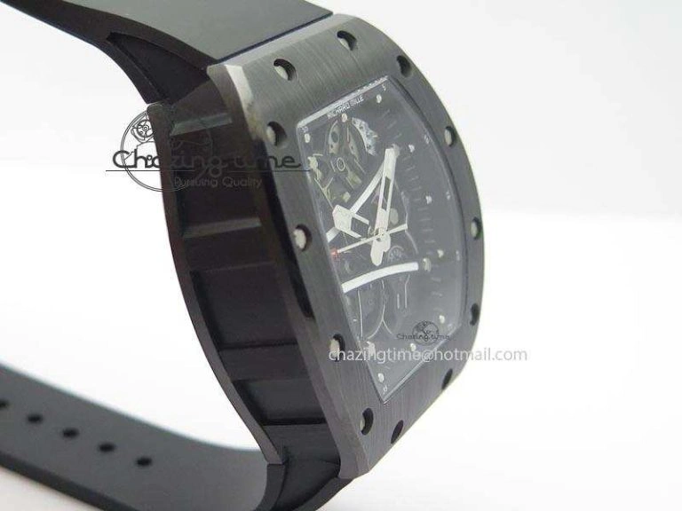 RM061 Black Inner Bezel Skeleton Dial On Black Rubber Strap MIYOTA8215 KVF FlexibleFit 9575