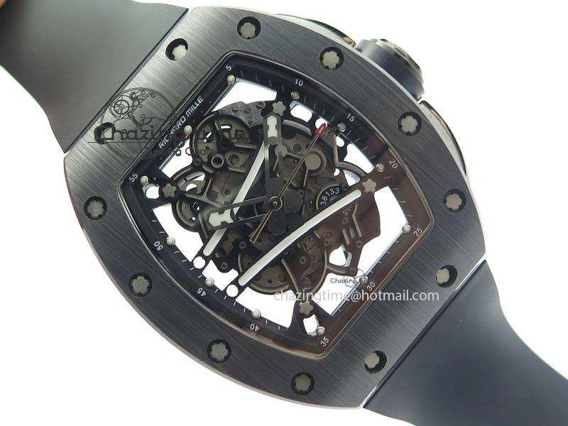 RM061 Black Inner Bezel Skeleton Dial On Black Rubber Strap MIYOTA8215 KVF FlexibleFit 9575
