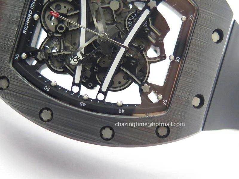 RM061 Black Inner Bezel Skeleton Dial On Black Rubber Strap MIYOTA8215 KVF FlexibleFit 9575