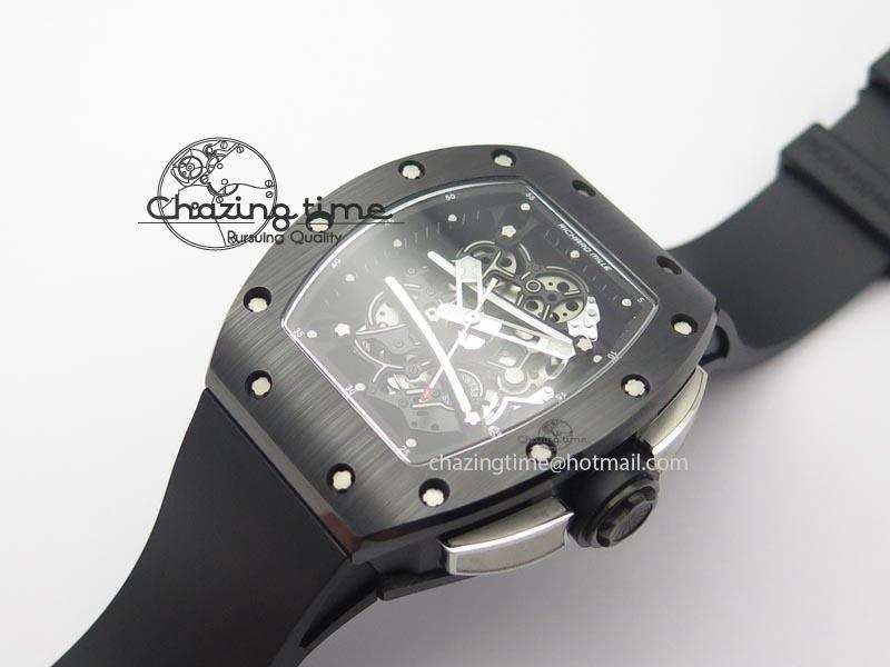 RM061 Black Inner Bezel Skeleton Dial On Black Rubber Strap MIYOTA8215 KVF FlexibleFit 9575