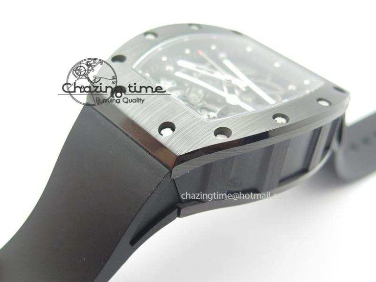 RM061 Black Inner Bezel Skeleton Dial On Black Rubber Strap MIYOTA8215 KVF FlexibleFit 9575