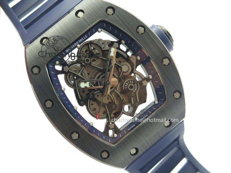 Refined RM061 Blue Inner Bezel Skeleton Dial On Blue Rubber Strap MIYOTA8215 KVF 9577