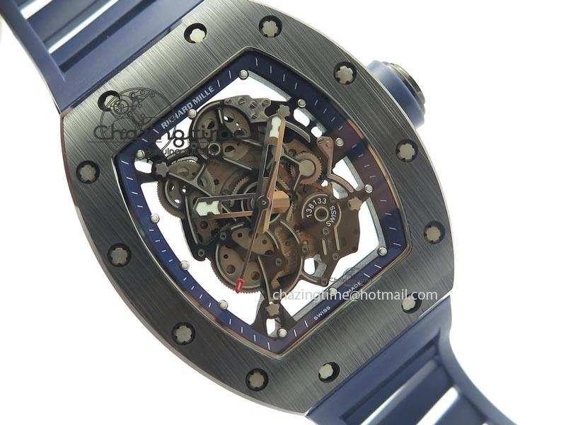 Refined RM061 Blue Inner Bezel Skeleton Dial On Blue Rubber Strap MIYOTA8215 KVF 9577