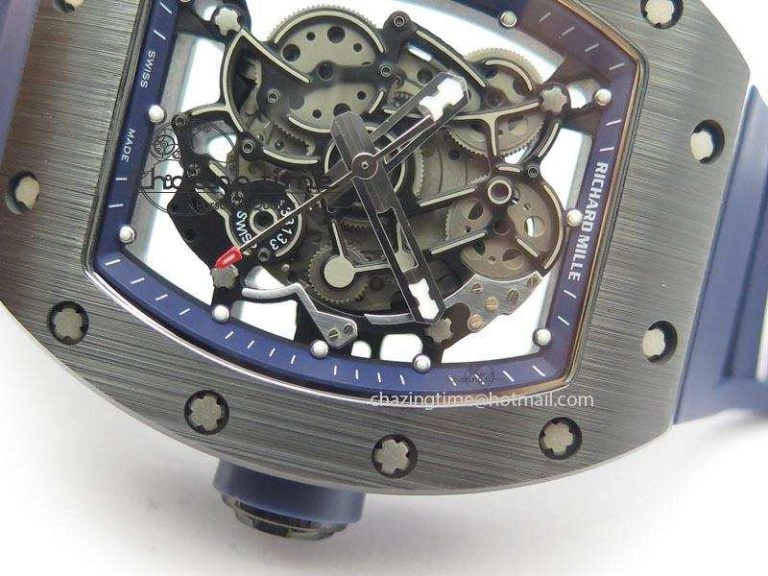 Refined RM061 Blue Inner Bezel Skeleton Dial On Blue Rubber Strap MIYOTA8215 KVF 9577