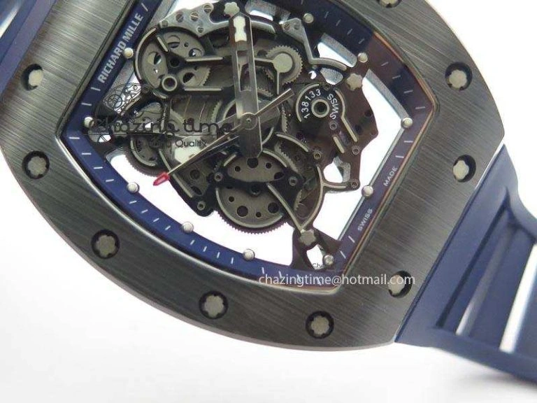 Refined RM061 Blue Inner Bezel Skeleton Dial On Blue Rubber Strap MIYOTA8215 KVF 9577