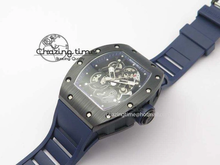 Refined RM061 Blue Inner Bezel Skeleton Dial On Blue Rubber Strap MIYOTA8215 KVF 9577