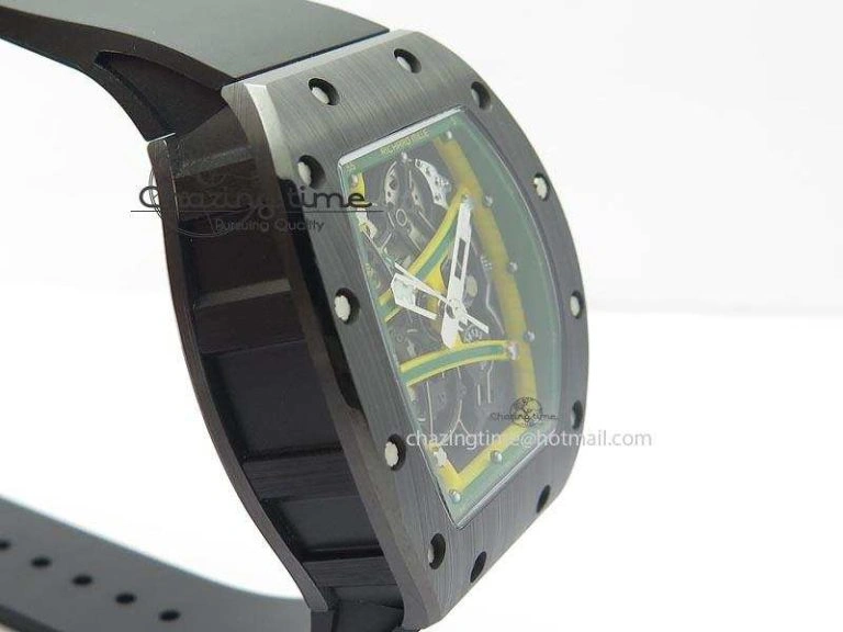 RM061 Green Inner Bezel Skeleton Dial On Black Rubber Strap MIYOTA8215 KVF SoftTouch 9576