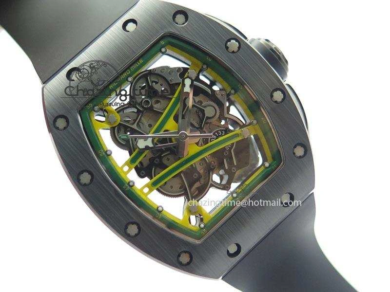 RM061 Green Inner Bezel Skeleton Dial On Black Rubber Strap MIYOTA8215 KVF SoftTouch 9576