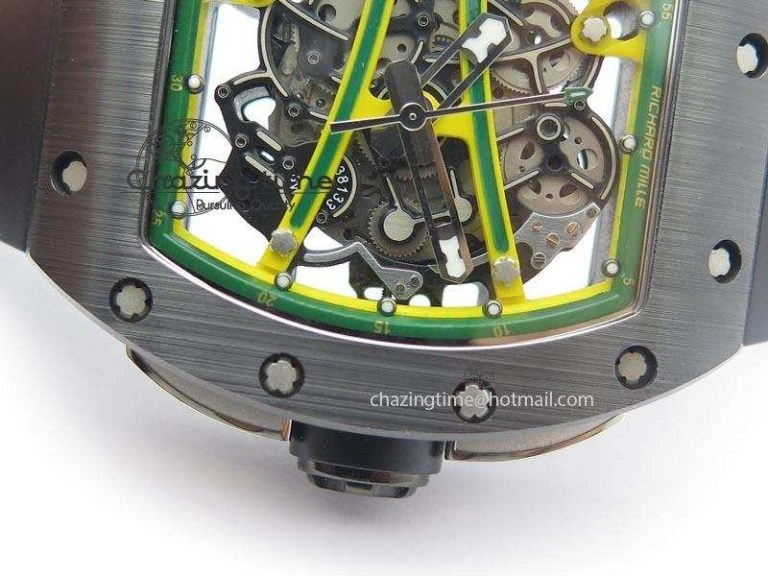 RM061 Green Inner Bezel Skeleton Dial On Black Rubber Strap MIYOTA8215 KVF SoftTouch 9576