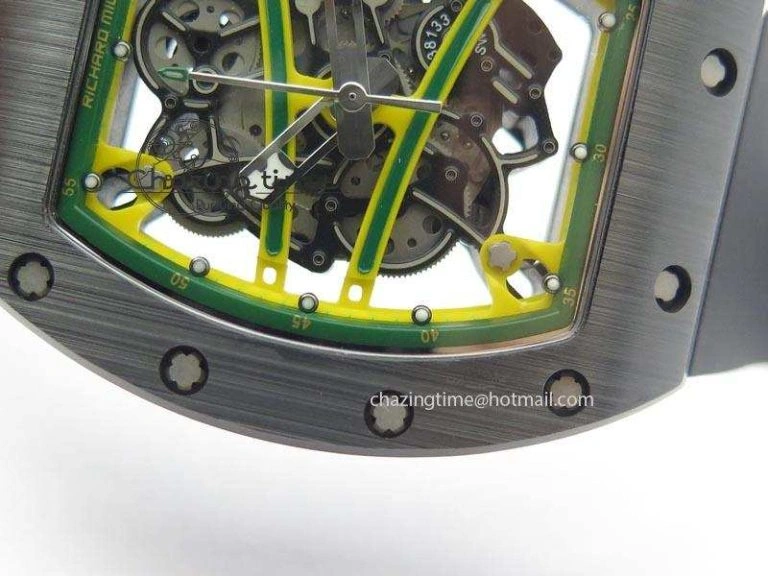 RM061 Green Inner Bezel Skeleton Dial On Black Rubber Strap MIYOTA8215 KVF SoftTouch 9576