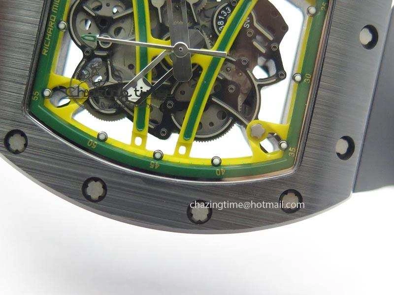 RM061 Green Inner Bezel Skeleton Dial On Black Rubber Strap MIYOTA8215 KVF SoftTouch 9576