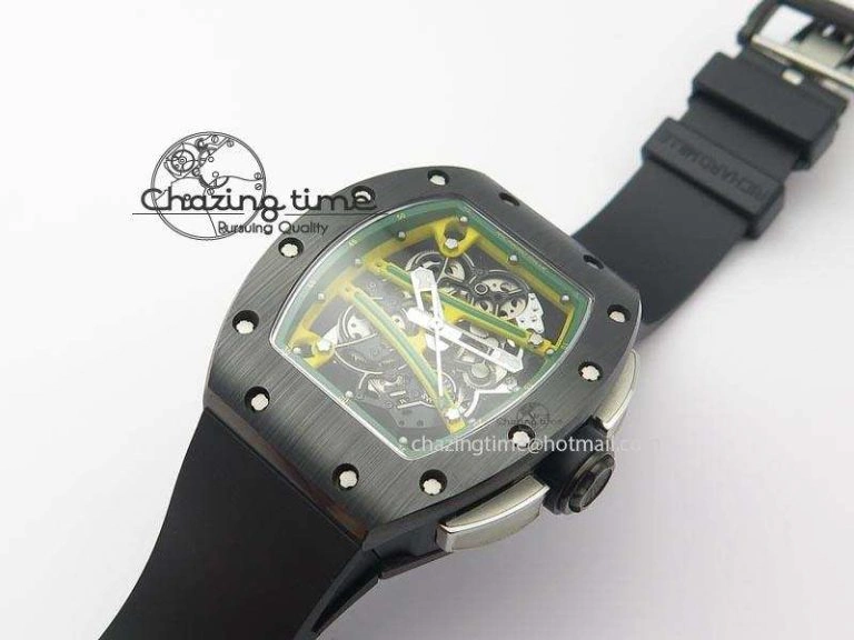 RM061 Green Inner Bezel Skeleton Dial On Black Rubber Strap MIYOTA8215 KVF SoftTouch 9576