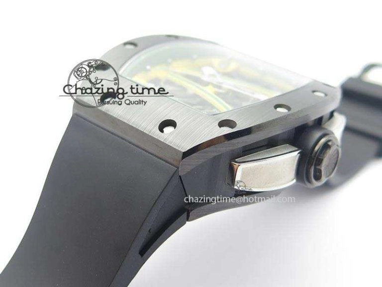 RM061 Green Inner Bezel Skeleton Dial On Black Rubber Strap MIYOTA8215 KVF SoftTouch 9576