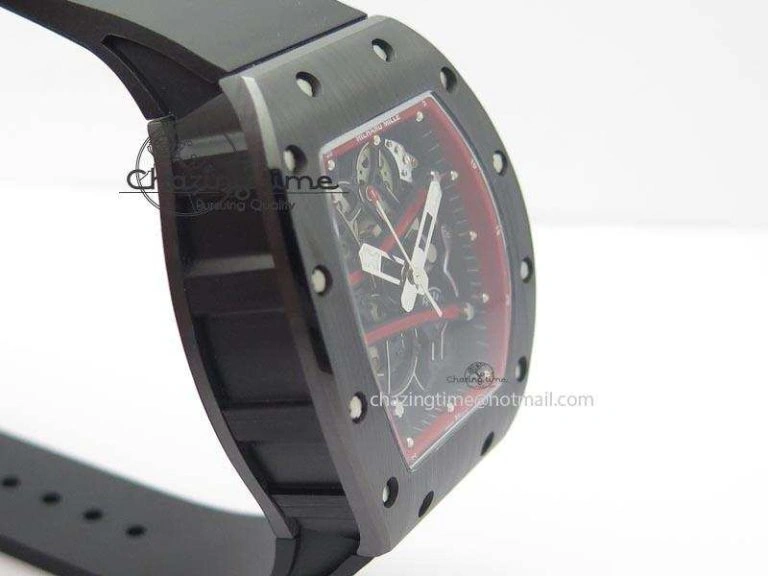 Versatile RM061 Red Inner Bezel Skeleton Dial On Black Rubber Strap MIYOTA8215 KVF 9579
