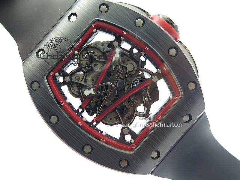 Versatile RM061 Red Inner Bezel Skeleton Dial On Black Rubber Strap MIYOTA8215 KVF 9579