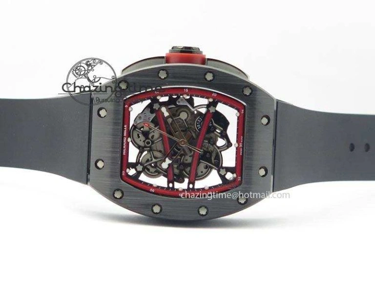 Versatile RM061 Red Inner Bezel Skeleton Dial On Black Rubber Strap MIYOTA8215 KVF 9579