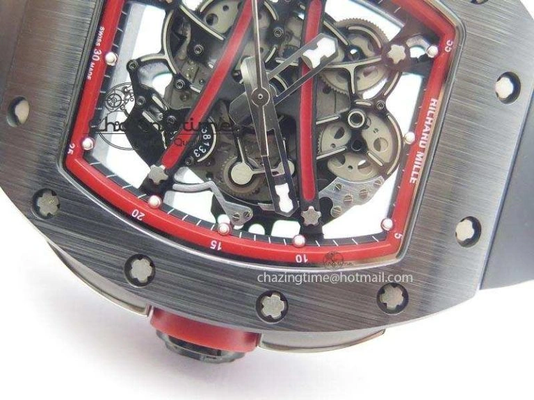 Versatile RM061 Red Inner Bezel Skeleton Dial On Black Rubber Strap MIYOTA8215 KVF 9579