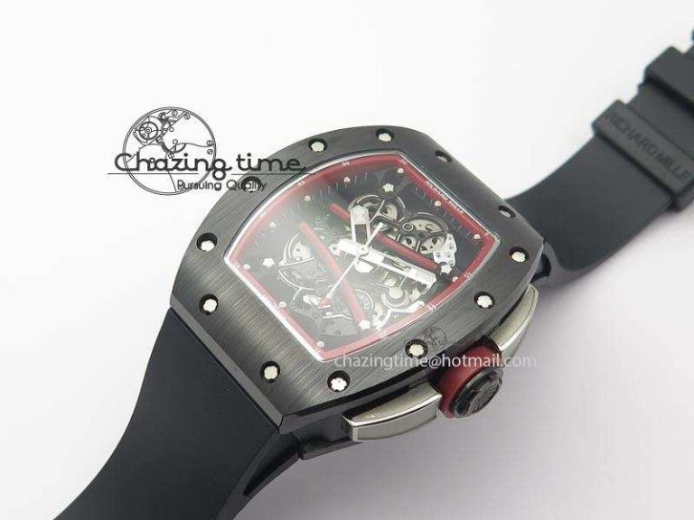 Versatile RM061 Red Inner Bezel Skeleton Dial On Black Rubber Strap MIYOTA8215 KVF 9579