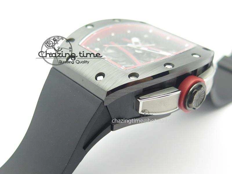 Versatile RM061 Red Inner Bezel Skeleton Dial On Black Rubber Strap MIYOTA8215 KVF 9579
