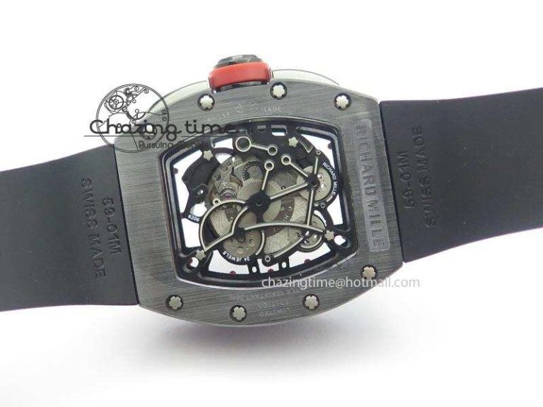 Versatile RM061 Red Inner Bezel Skeleton Dial On Black Rubber Strap MIYOTA8215 KVF 9579
