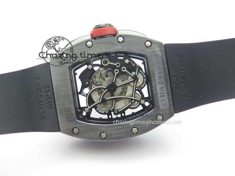 Versatile RM061 Red Inner Bezel Skeleton Dial On Black Rubber Strap MIYOTA8215 KVF 9579