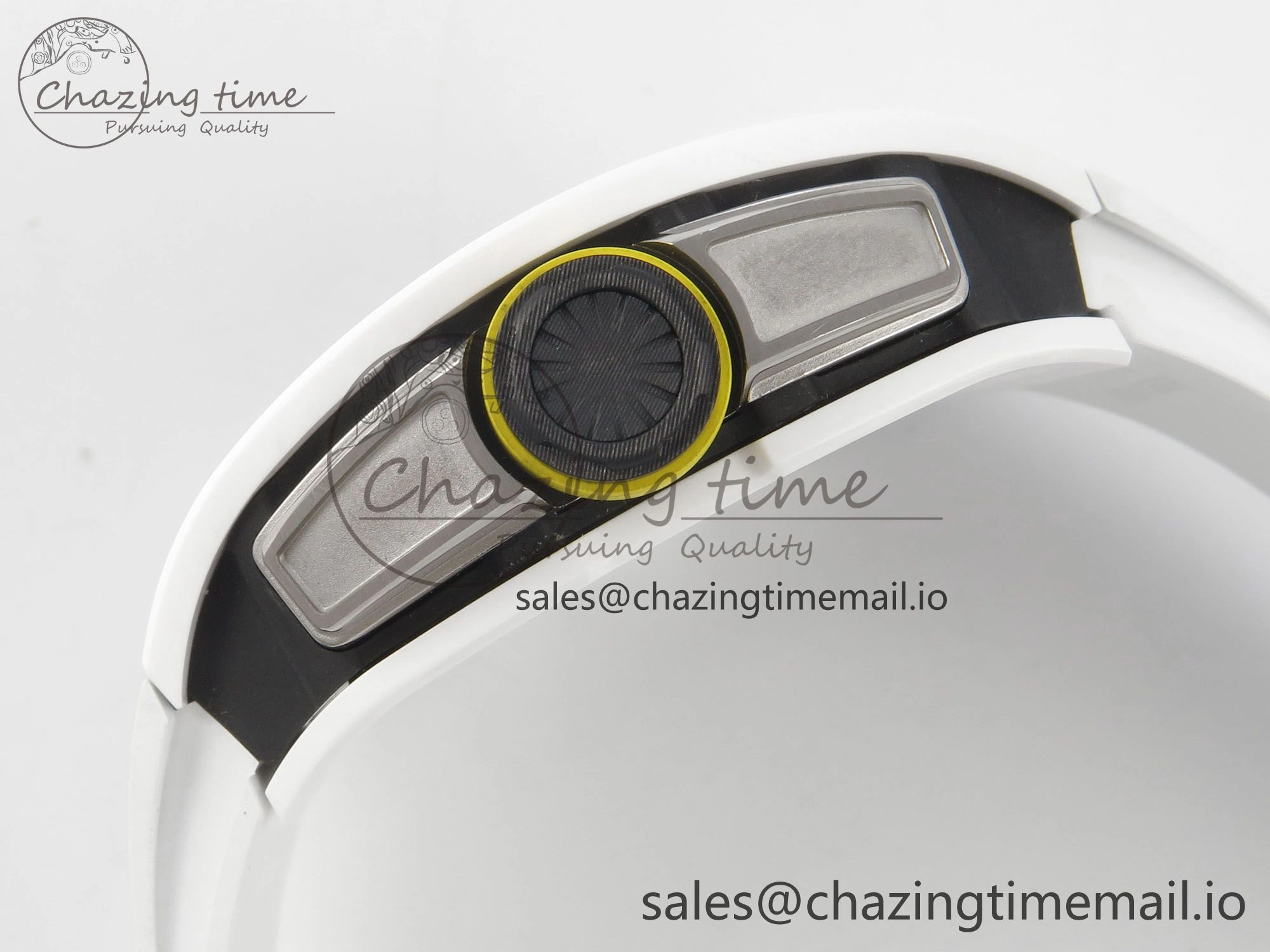 AllSeason RM061 White Ceramic APSF 1:1 Best Edition Yellow Green Skeleton Dial on White Rubber Strap RMUL2 Super Clone 9169