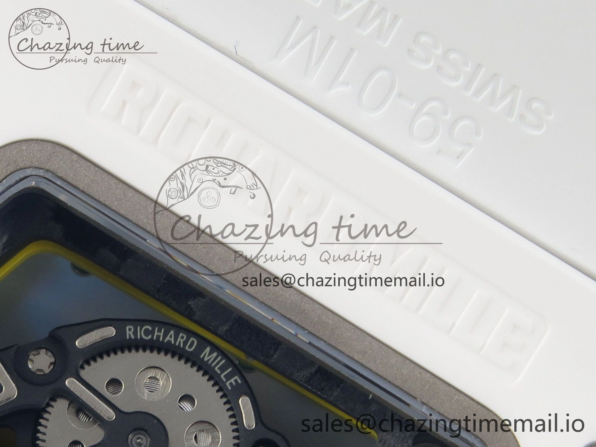 AllSeason RM061 White Ceramic APSF 1:1 Best Edition Yellow Green Skeleton Dial on White Rubber Strap RMUL2 Super Clone 9169