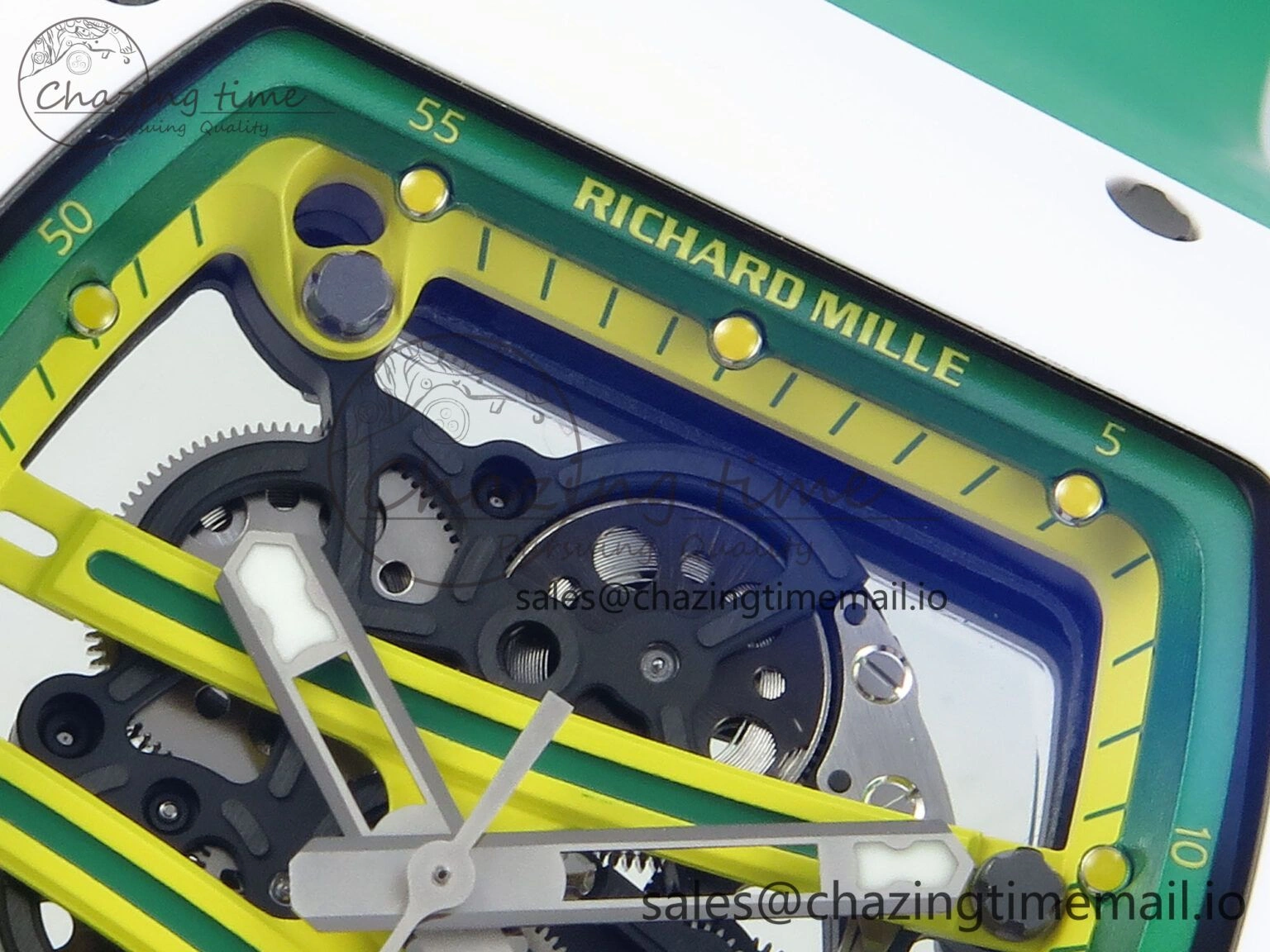 Trendsetting RM061 White Ceramic ZF 1:1 Best Edition on Green Rubber Strap RMUL2 Super Clone 9192