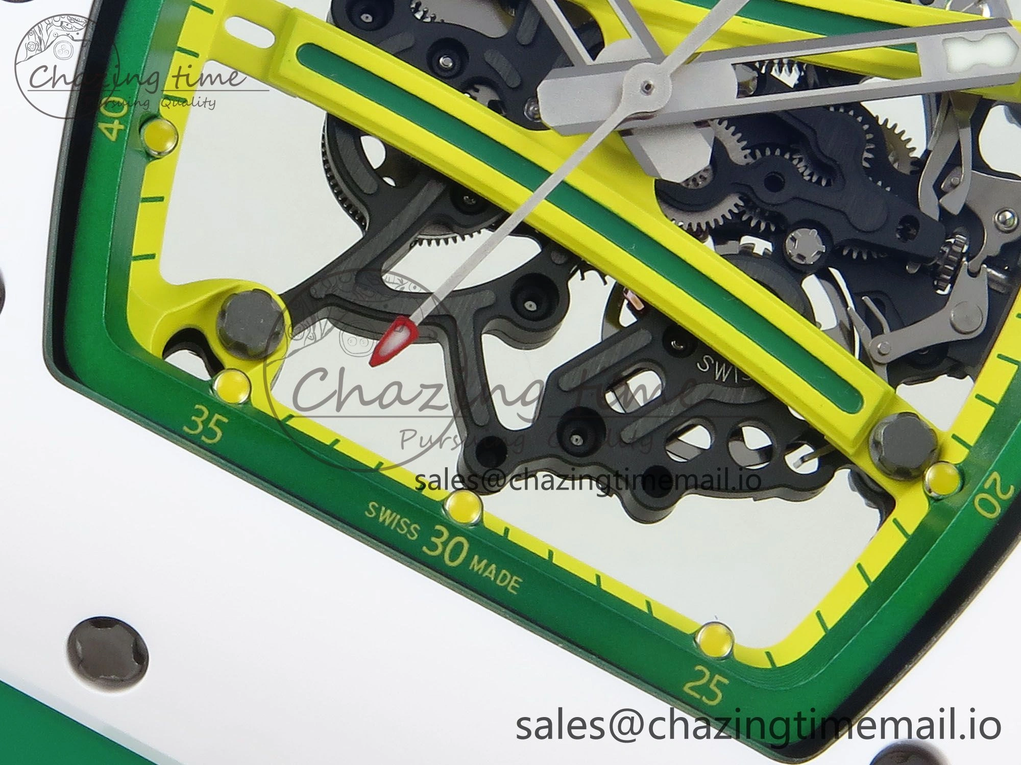 Trendsetting RM061 White Ceramic ZF 1:1 Best Edition on Green Rubber Strap RMUL2 Super Clone 9192