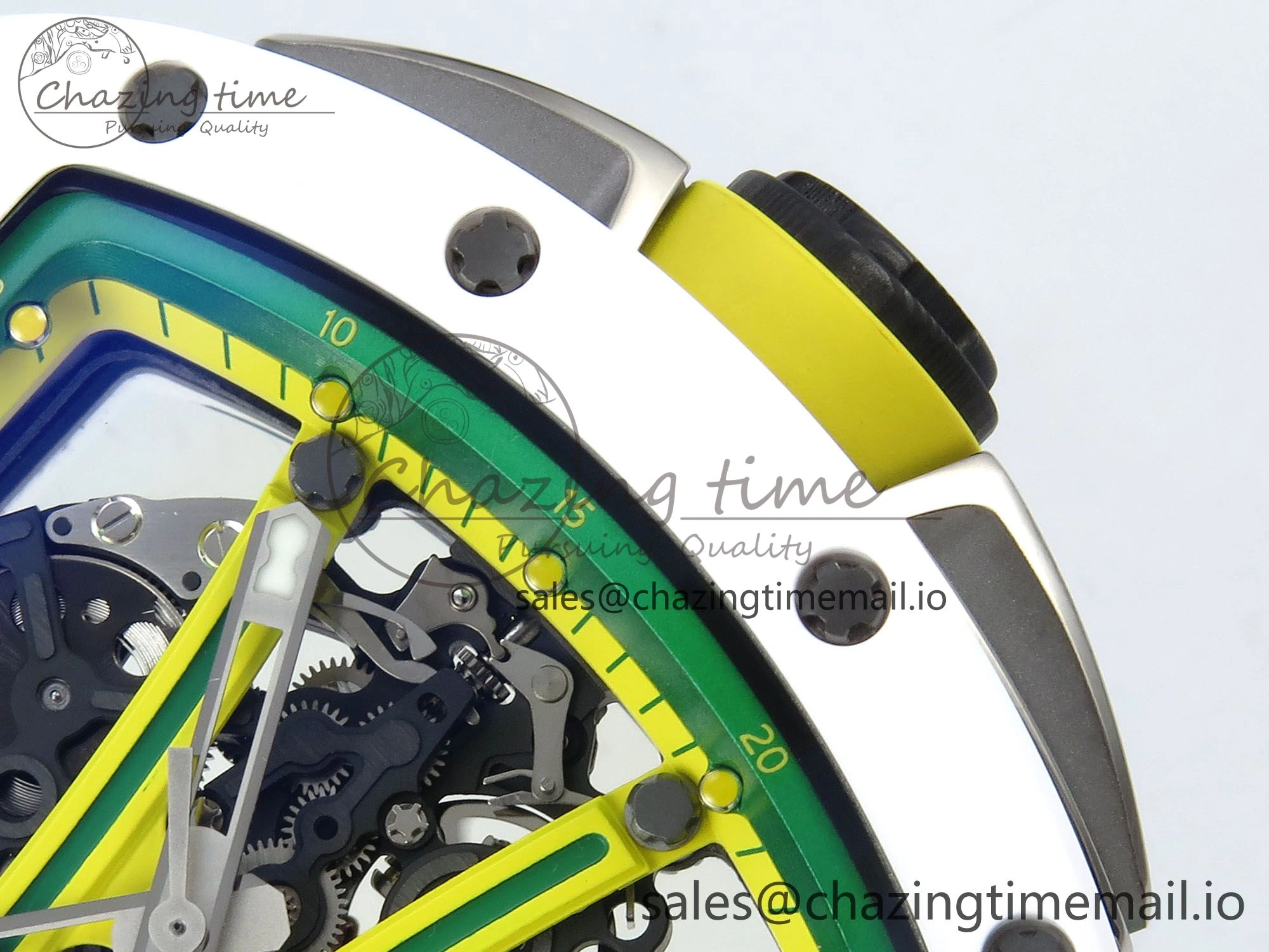 Trendsetting RM061 White Ceramic ZF 1:1 Best Edition on Green Rubber Strap RMUL2 Super Clone 9192