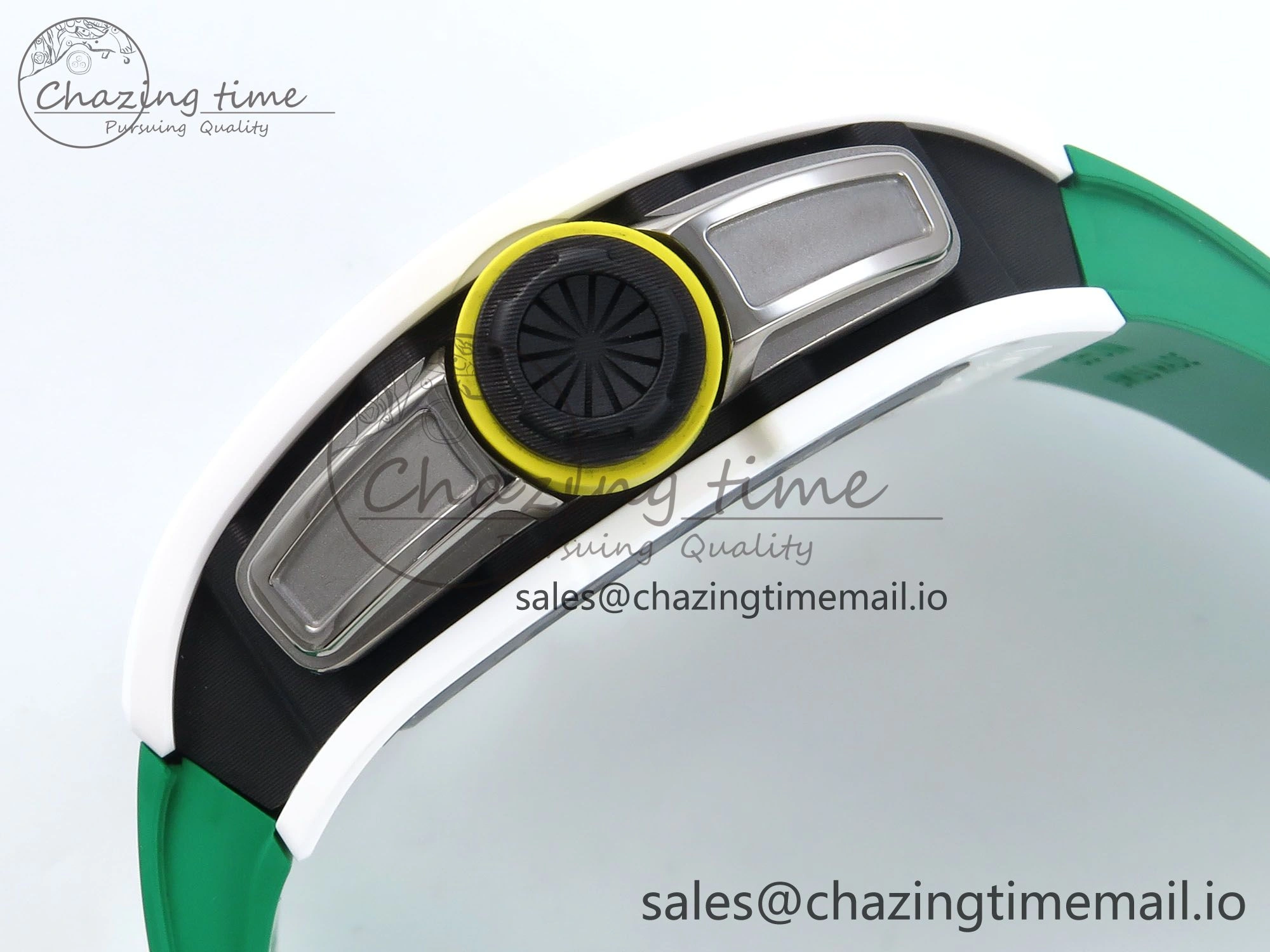 Trendsetting RM061 White Ceramic ZF 1:1 Best Edition on Green Rubber Strap RMUL2 Super Clone 9192