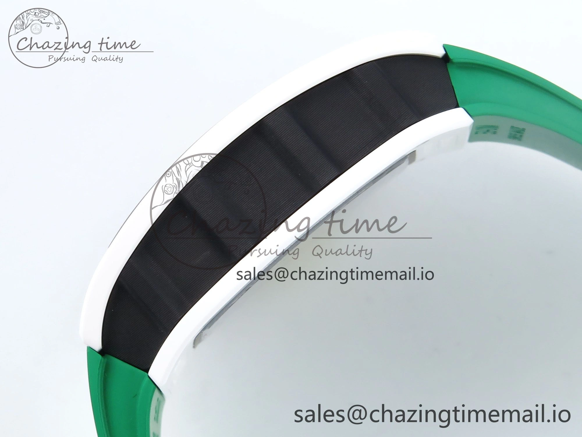 Trendsetting RM061 White Ceramic ZF 1:1 Best Edition on Green Rubber Strap RMUL2 Super Clone 9192