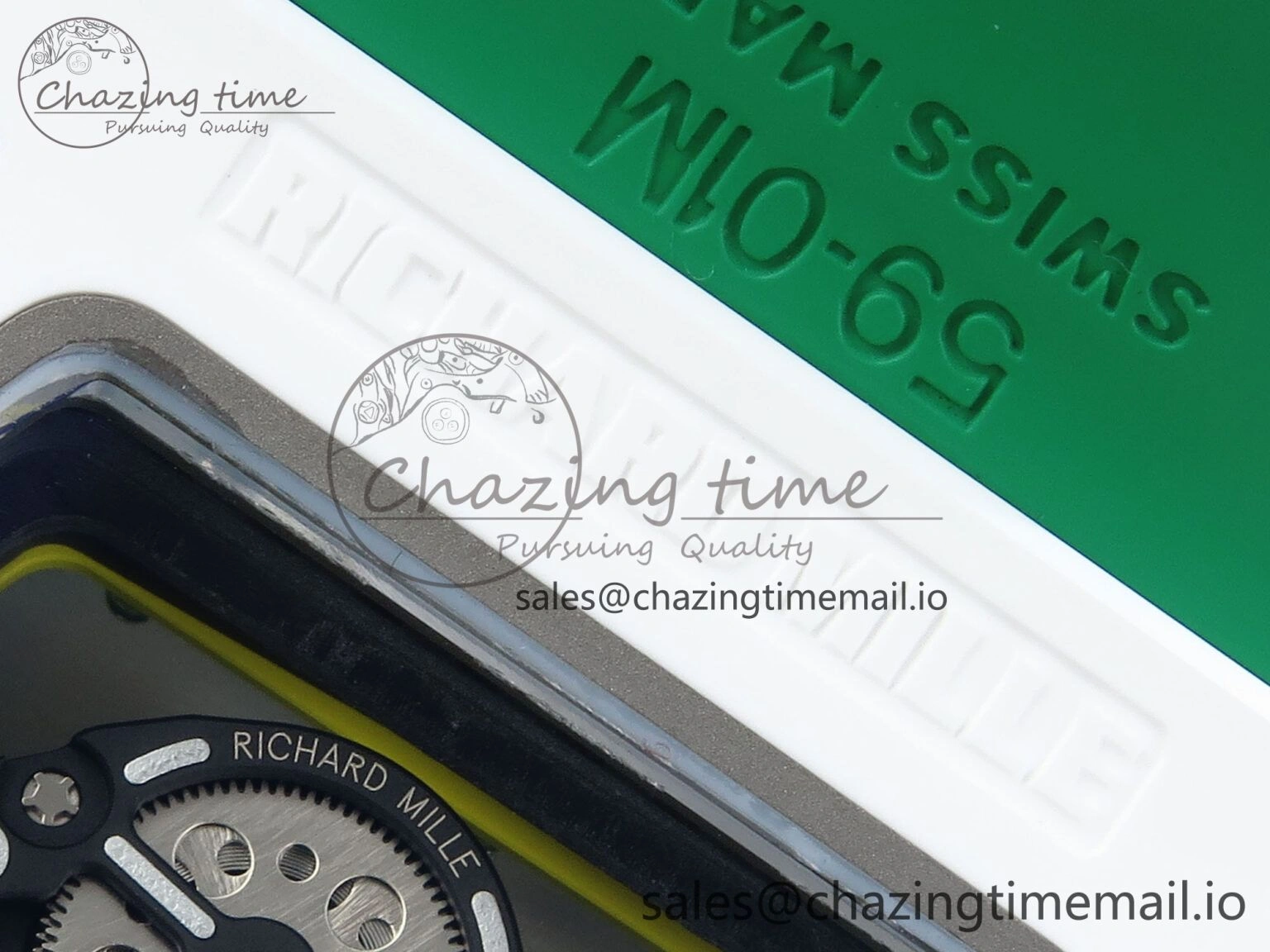 Trendsetting RM061 White Ceramic ZF 1:1 Best Edition on Green Rubber Strap RMUL2 Super Clone 9192