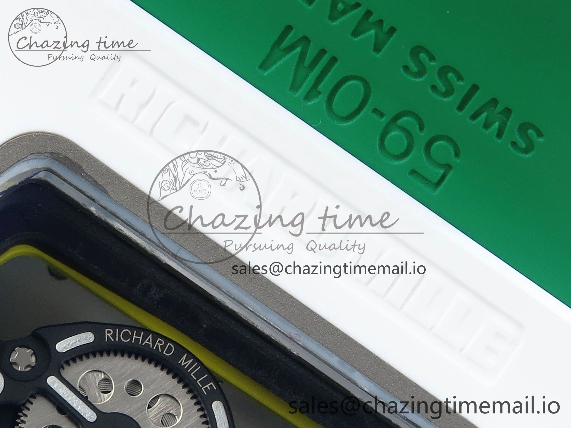 Trendsetting RM061 White Ceramic ZF 1:1 Best Edition on Green Rubber Strap RMUL2 Super Clone 9192