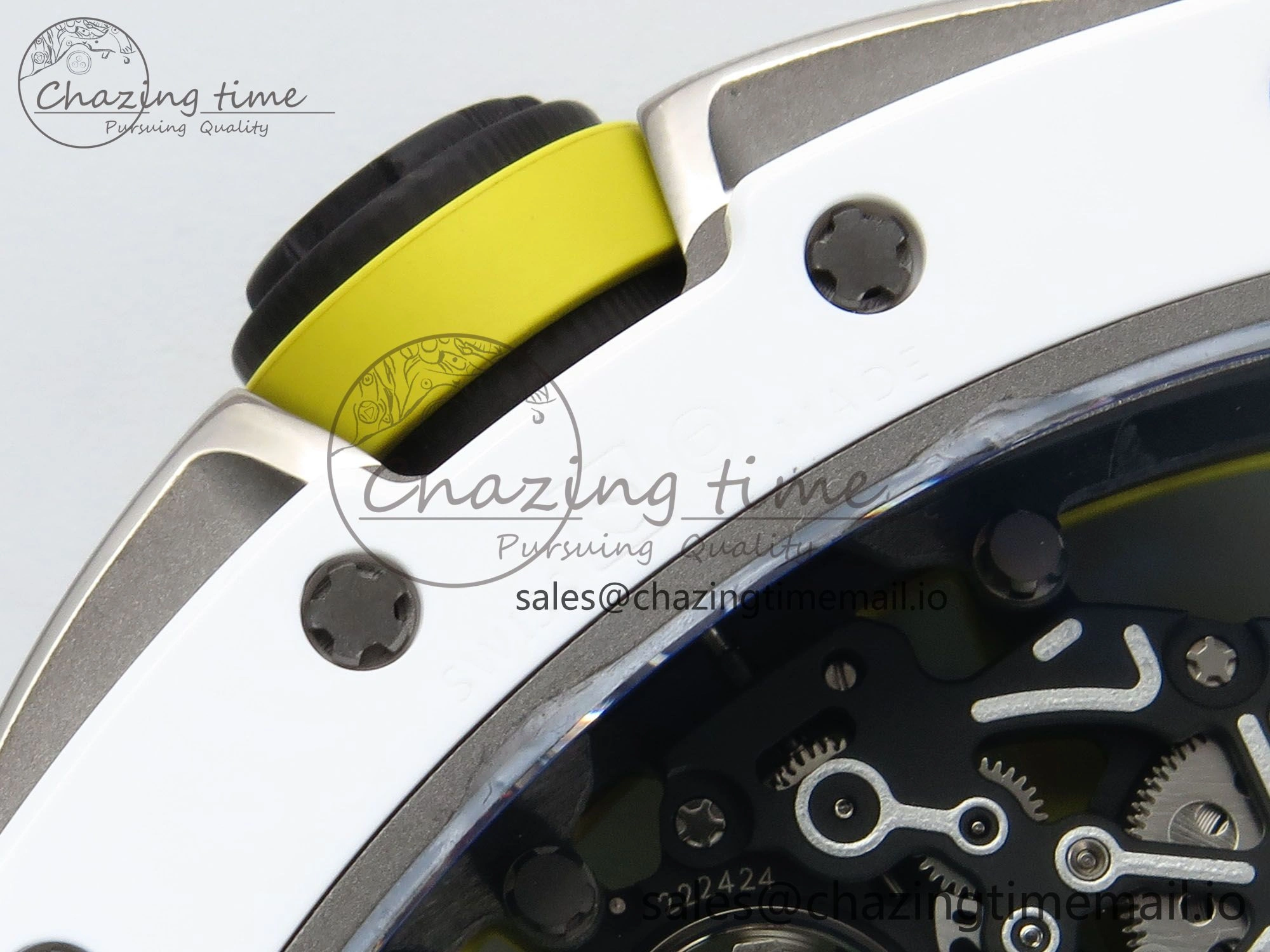 Trendsetting RM061 White Ceramic ZF 1:1 Best Edition on Green Rubber Strap RMUL2 Super Clone 9192