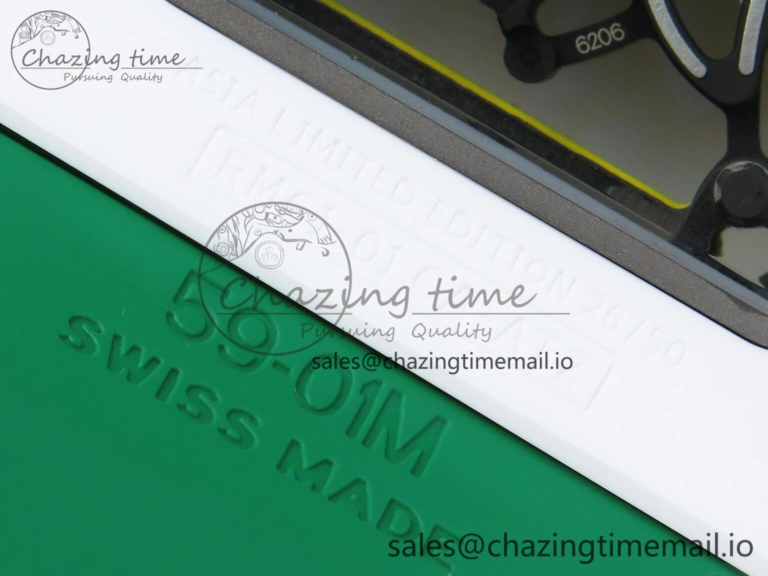 Trendsetting RM061 White Ceramic ZF 1:1 Best Edition on Green Rubber Strap RMUL2 Super Clone 9192