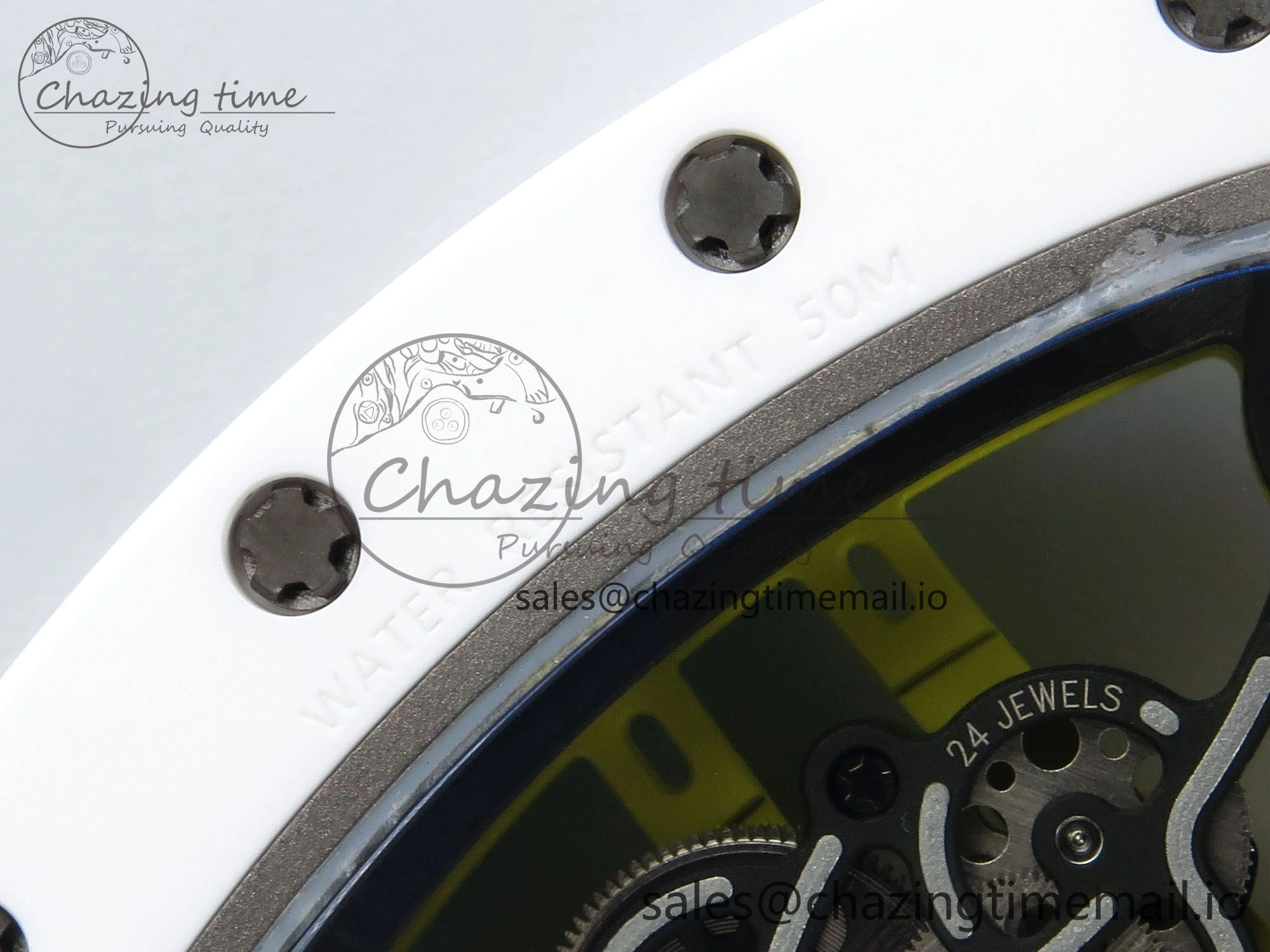 Trendsetting RM061 White Ceramic ZF 1:1 Best Edition on Green Rubber Strap RMUL2 Super Clone 9192