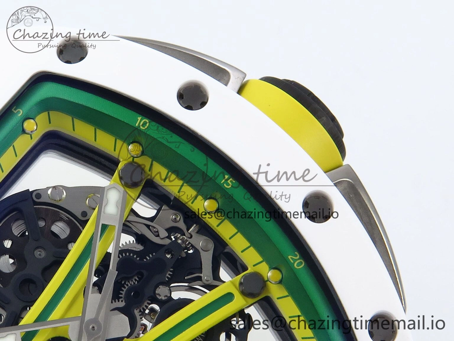 RM061 White Ceramic ZF 1:1 Best Edition on White Rubber Strap RMUL2 Super Clone Elegant 9205