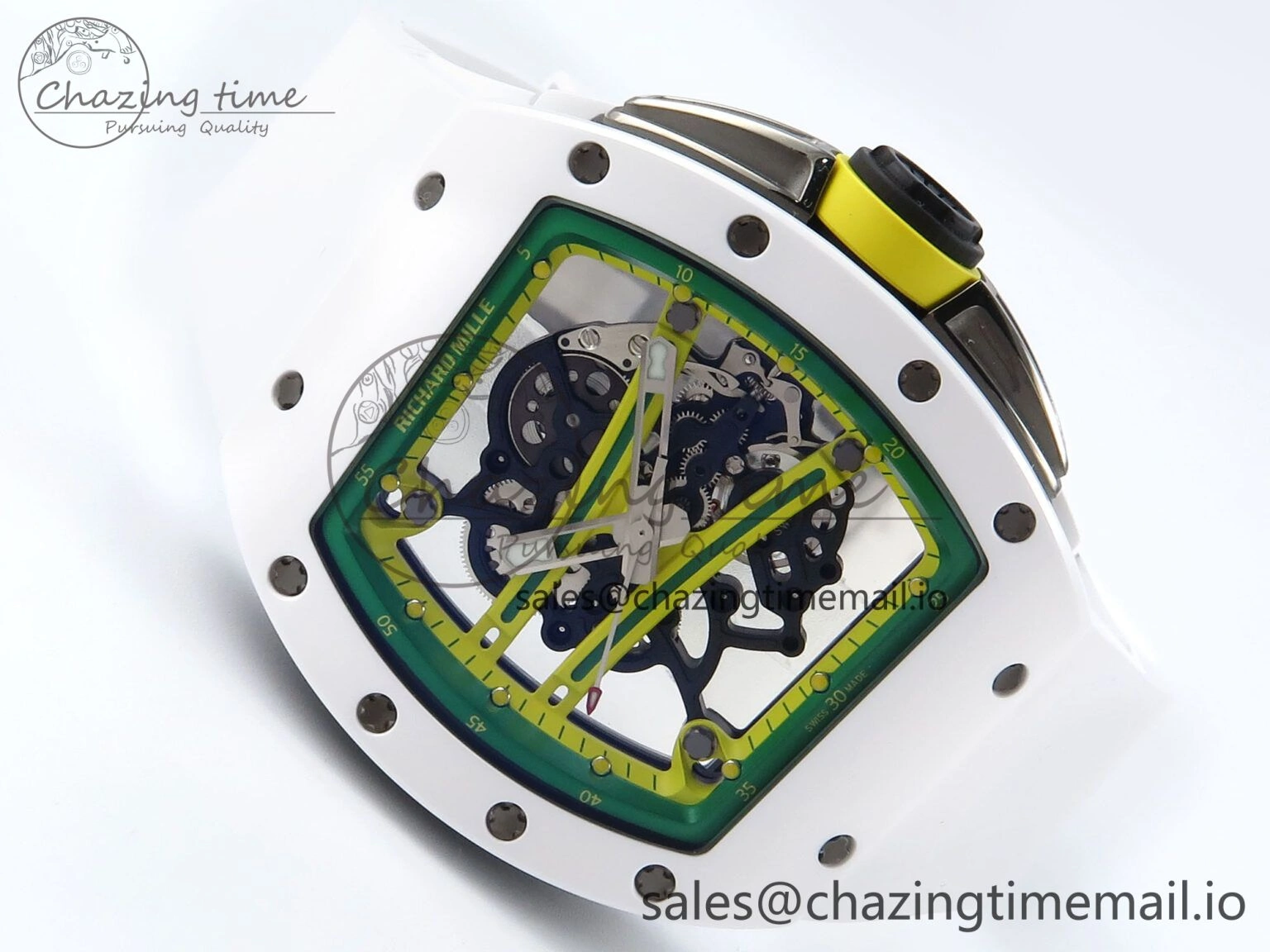 RM061 White Ceramic ZF 1:1 Best Edition on White Rubber Strap RMUL2 Super Clone Elegant 9205