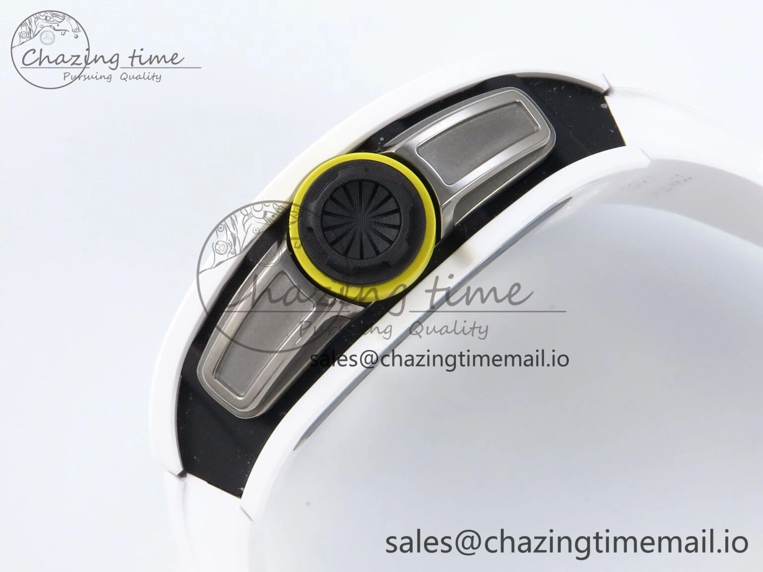 RM061 White Ceramic ZF 1:1 Best Edition on White Rubber Strap RMUL2 Super Clone Elegant 9205