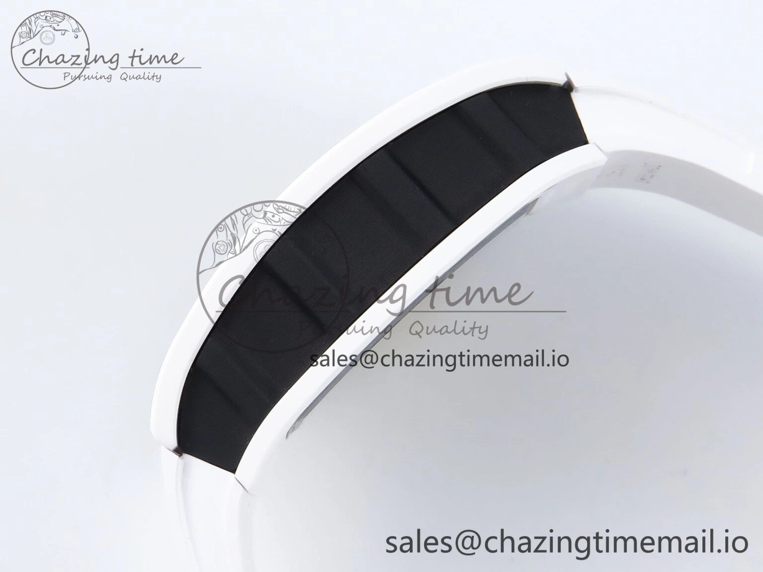 RM061 White Ceramic ZF 1:1 Best Edition on White Rubber Strap RMUL2 Super Clone Elegant 9205