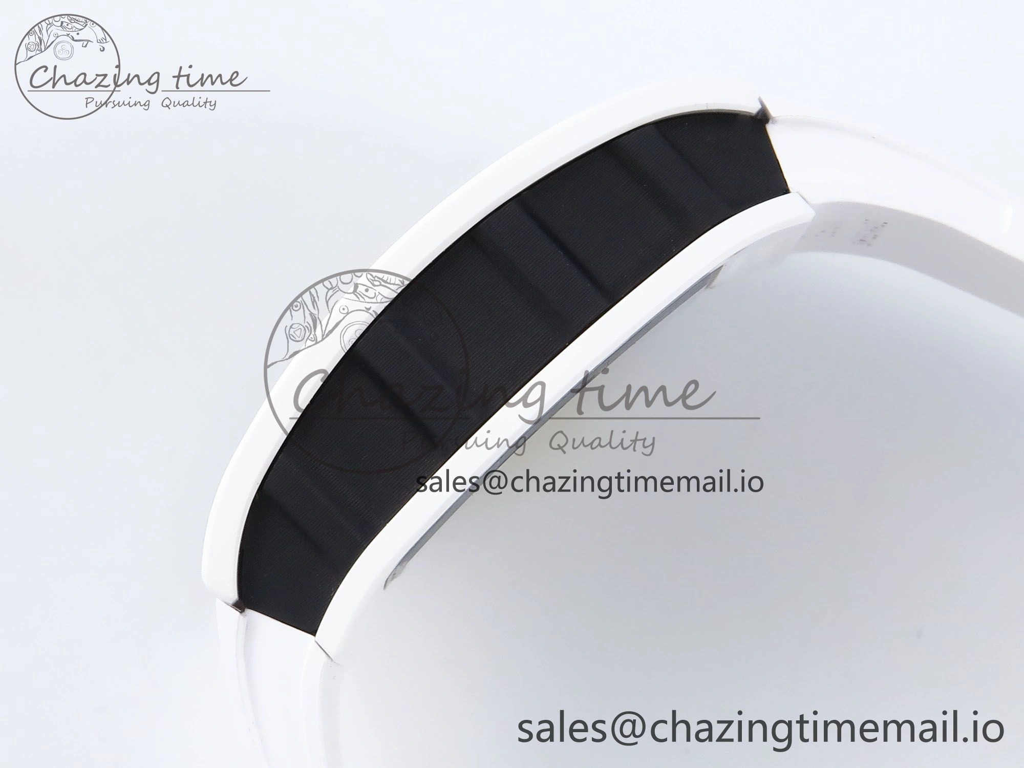 RM061 White Ceramic ZF 1:1 Best Edition on White Rubber Strap RMUL2 Super Clone Elegant 9205