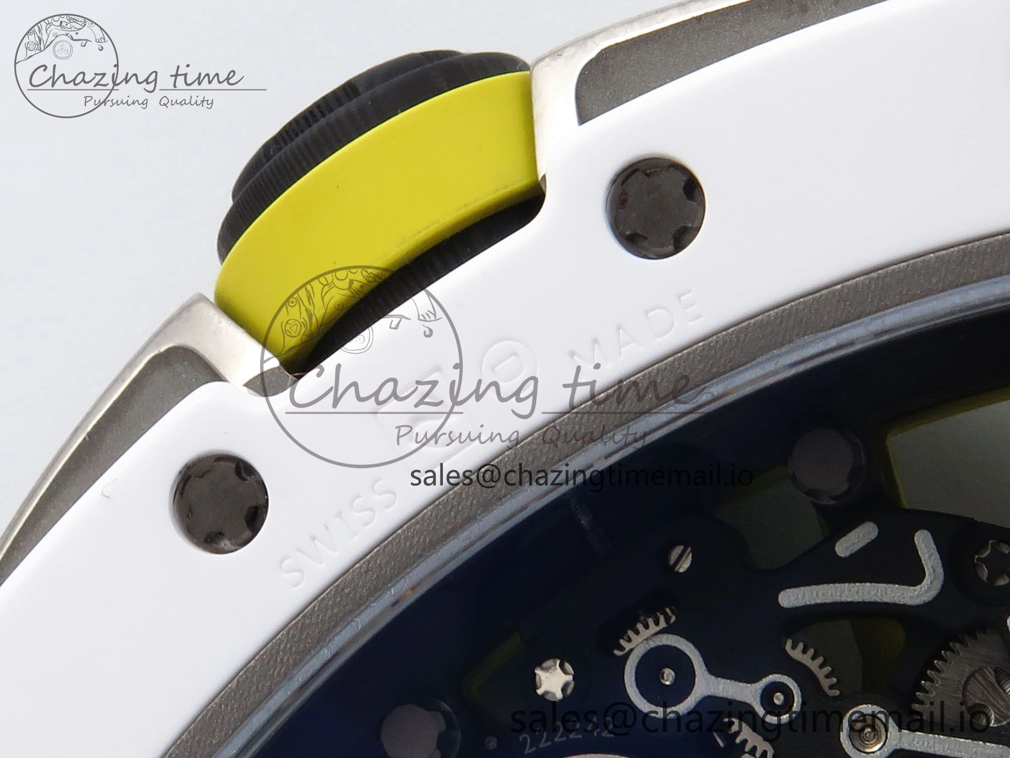 RM061 White Ceramic ZF 1:1 Best Edition on White Rubber Strap RMUL2 Super Clone Elegant 9205